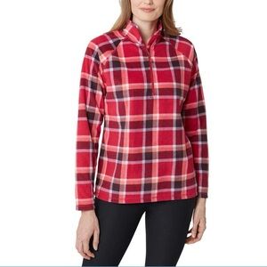 NWT Eddie Bauer Fleece 1/4 Zip Red Plaid Pullover womens size small